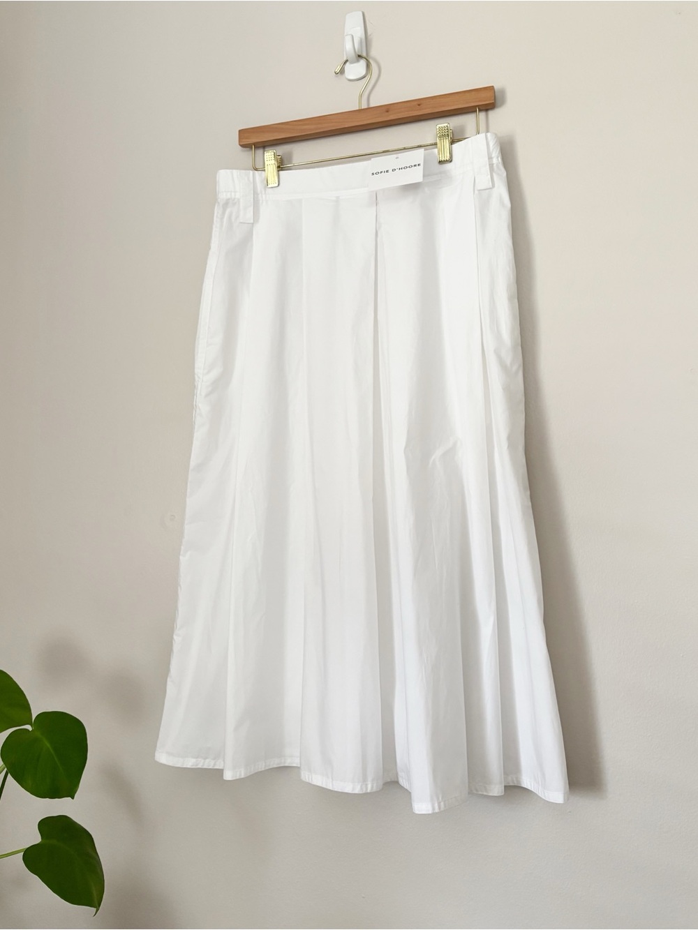 Sofie D’Hoore White Poplin Midi Pleated Skirt